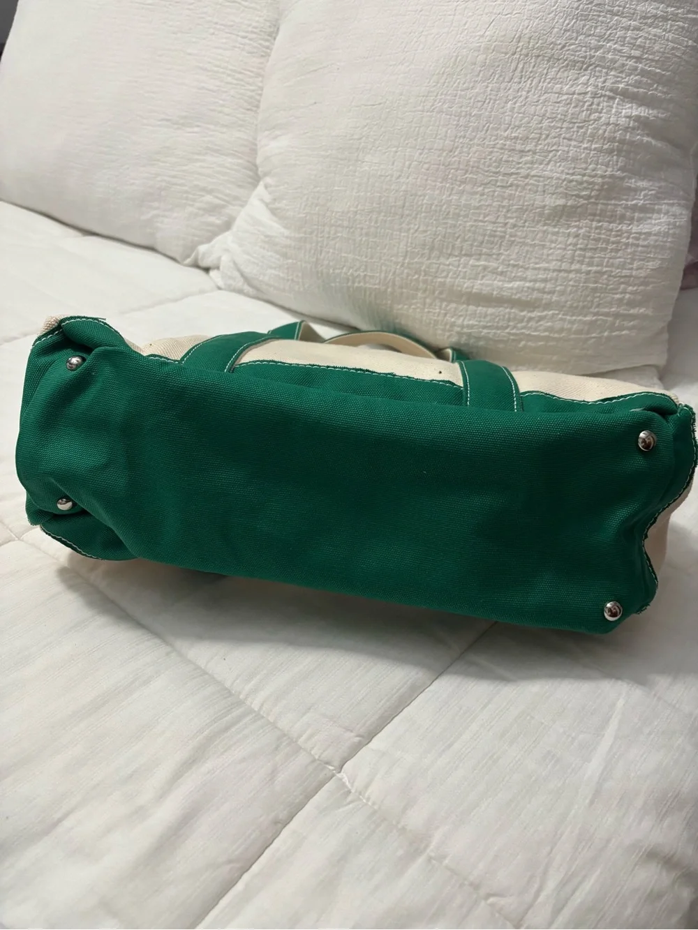 Boatkin Large Canvas Tote Bag with Green Trim- Sunwin